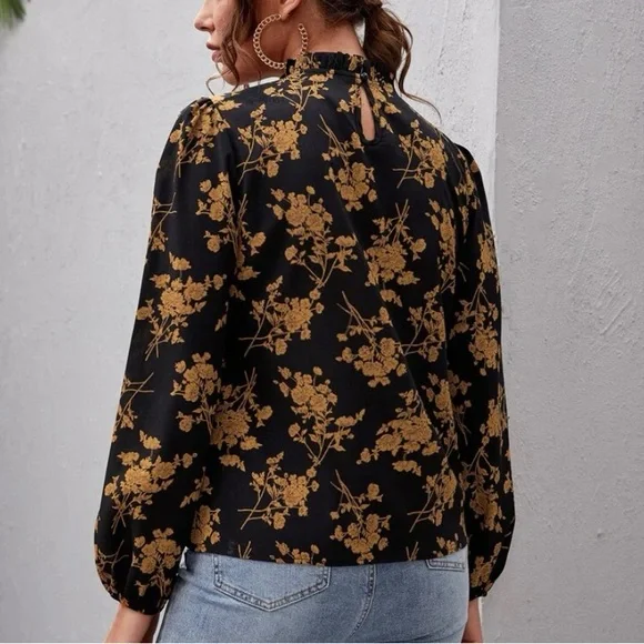 SHEIN | Frill Neck Floral Top - Picture 3 of 10